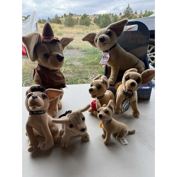 Vintage Yo Quiero Taco Bell Chihuahua Dog Plush Toy Lot of 7